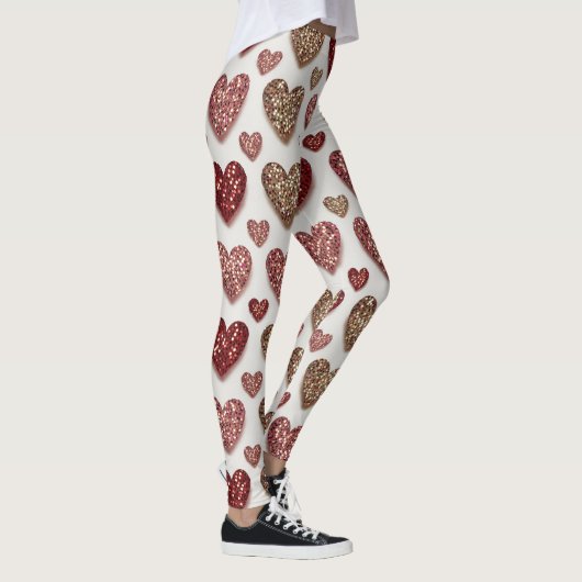 Glitter Hearts Pattern – Sparkling Romantic Love  Leggings (Rechts)