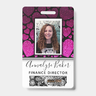 Glitter Hearts Professionele CNA Verpleegster Foto Badge