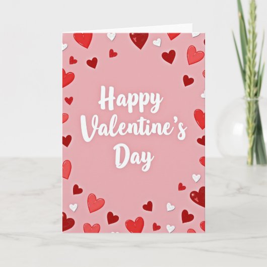 Glitter Hearts Valentijnsdag kaart (Voorkant)