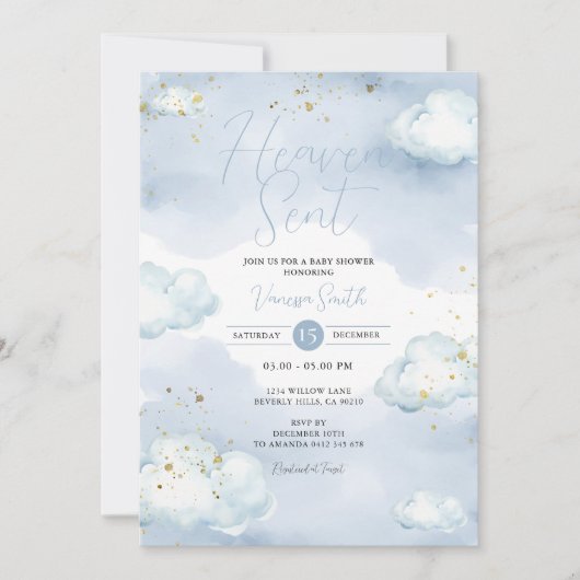 Glitter Heaven Sent Baby Shower Kaart (Voorkant)