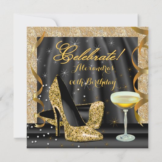 Glitter Heels Champagne Kaart (Voorkant)