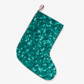 Glitter heldere turkooistextuur kleine kerstsok (Voorkant (Hangend))