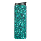 Glitter heldere turkooistextuur thermosbeker (Gedraaid links)