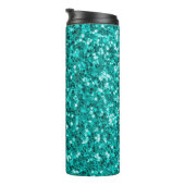 Glitter heldere turkooistextuur thermosbeker (Geroteerd rechts)