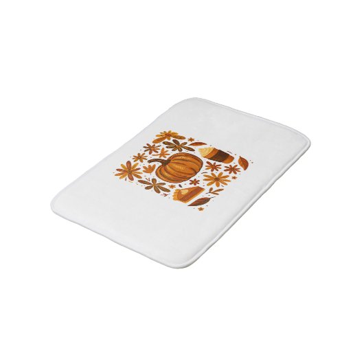 Glitter Herfst Bloemen Pompoen Dankzegging Badmat (Gekanteld)