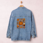 Glitter Herfst Bloemen Pompoen Dankzegging Denim Jacket (Hangar)
