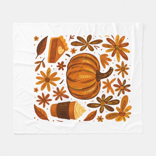 Glitter Herfst Bloemen Pompoen Dankzegging Fleece Deken (Voorkant (Horizontaal))