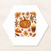 Glitter Herfst Bloemen Pompoen Dankzegging Kartonnen Onderzetters (Voorkant)