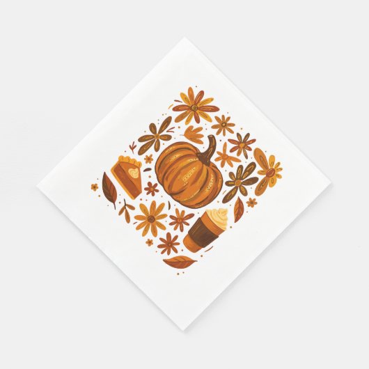 Glitter Herfst Bloemen Pompoen Dankzegging Servet (Hoek)