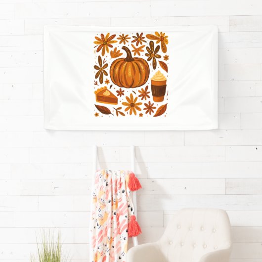 Glitter Herfst Bloemen Pompoen Dankzegging Spandoek (Insitu)