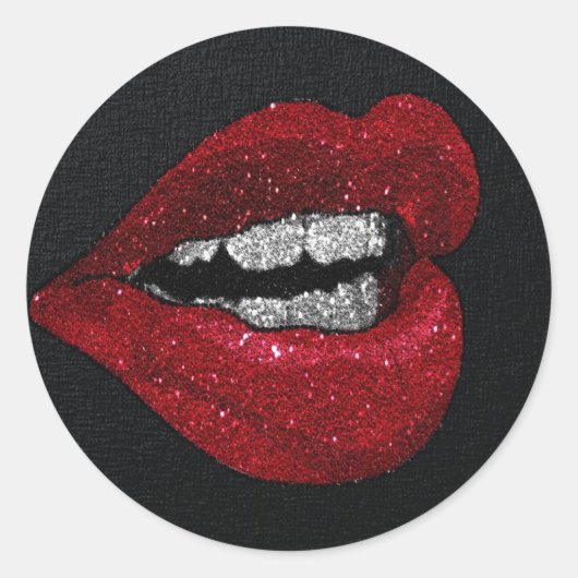 GLITTER HETE LIPPEN RONDE STICKER (Voorkant)