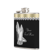 Glitter High Heel Schoenen Zwart en Goud Heupfles (Links)