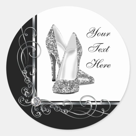 Glitter High Heel Shoe Stickers (Voorkant)