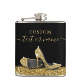 Glitter High Heels Black Gold Heupfles (Voorkant)