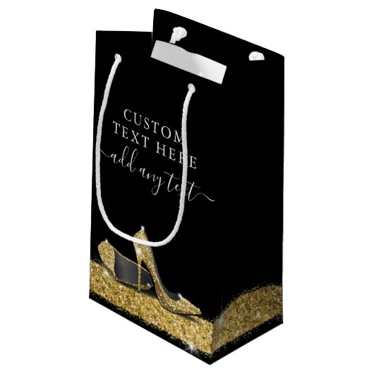 Glitter High Heels Black Gold Klein Cadeauzakje (Achterkant Gekanteld)