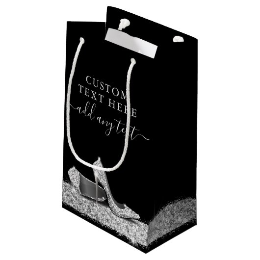 Glitter High Heels Black Silver Custom Klein Cadeauzakje (Achterkant Gekanteld)