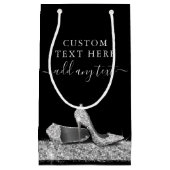 Glitter High Heels Black Silver Custom Klein Cadeauzakje (Voorkant)