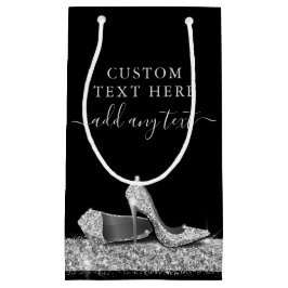 Glitter High Heels Black Silver Custom Klein Cadeauzakje