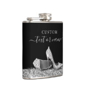 Glitter High Heels Black Silver, persoonlijk Heupfles (Rechts)