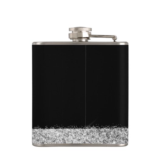 Glitter High Heels Black Silver, persoonlijk Heupfles (Achterkant)