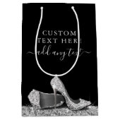 Glitter High Heels Black Silver, persoonlijk Medium Cadeauzakje (Voorkant)