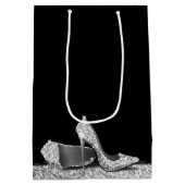 Glitter High Heels Black Silver, persoonlijk Medium Cadeauzakje (Achterkant)