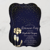 Glitter High Heels, Confetti Blue Retirement Party Kaart (Voorkant / Achterkant)