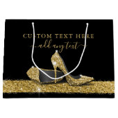 Glitter High Heels Gold Black, speciaal gepersonal Groot Cadeauzakje (Voorkant)
