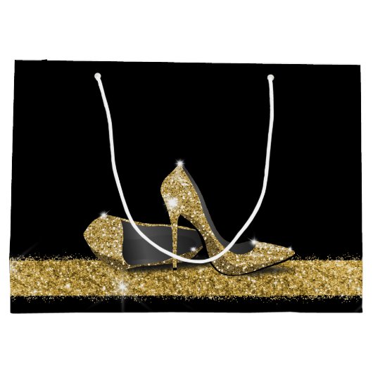 Glitter High Heels Gold Black, speciaal gepersonal Groot Cadeauzakje (Achterkant)