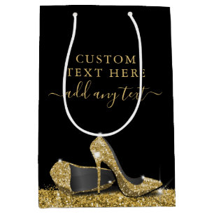 Glitter High Heels Gold Black, speciaal gepersonal Medium Cadeauzakje
