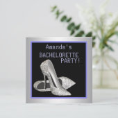 Glitter High Heels Paarse vrijgezellenfeest Kaart (Staand voorkant)