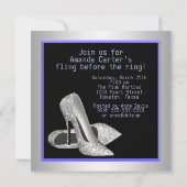Glitter High Heels Paarse vrijgezellenfeest Kaart (Achterkant)