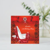 Glitter High Heels Red Lace Diamond Silver Party 2 Kaart (Staand voorkant)