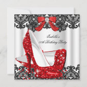 Glitter High Heels Red Lace Diamond Silver Party 3 Kaart (Voorkant)