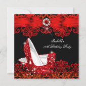 Glitter High Heels Red Lace Diamond Stiletto Shoe Kaart (Voorkant)