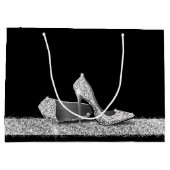 Glitter High Heels Silver Black - Aangepast groot Cadeauzakje (Achterkant)