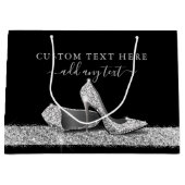 Glitter High Heels Silver Black - Aangepast groot Groot Cadeauzakje (Voorkant)