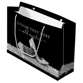 Glitter High Heels Silver Black - Aangepast groot Groot Cadeauzakje