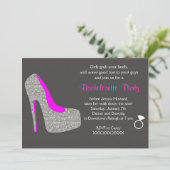 Glitter High Hiel Bachelorette Party Uitnodiging (Staand voorkant)