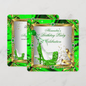 Glitter High Hiel Shoes Lime Green Gold Silk Kaart (Voorkant / Achterkant)