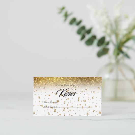 Glitter hoeveel Kisses Bridal Game Enclosure Informatiekaartje (Staand voorkant)