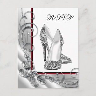 Glitter hoge hak schoen RSVP Uitnodiging Briefkaart