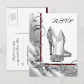 Glitter hoge hak schoen RSVP Uitnodiging Briefkaart (Voorkant / Achterkant)