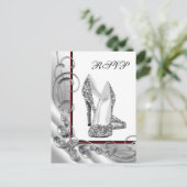Glitter hoge hak schoen RSVP Uitnodiging Briefkaart (Staand voorkant)