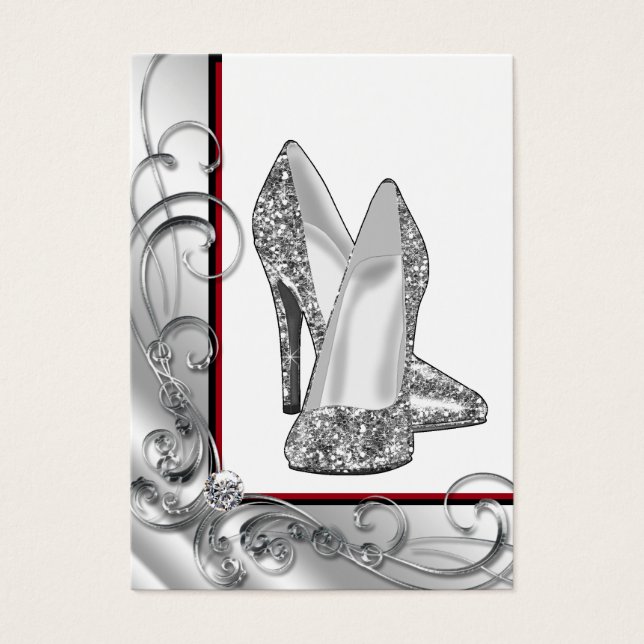 Glitter Hoge hak schoen Visitekaartje (Voorkant)