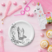 Glitter hoge hak schoenen papieren bordje (Feest)
