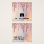 Glitter-holografisch Logo Ketting beeldscherm Vierkante Visitekaartjes (Voorkant /achterkant)