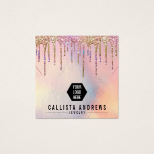 Glitter-holografisch Logo Ketting beeldscherm Vierkante Visitekaartjes