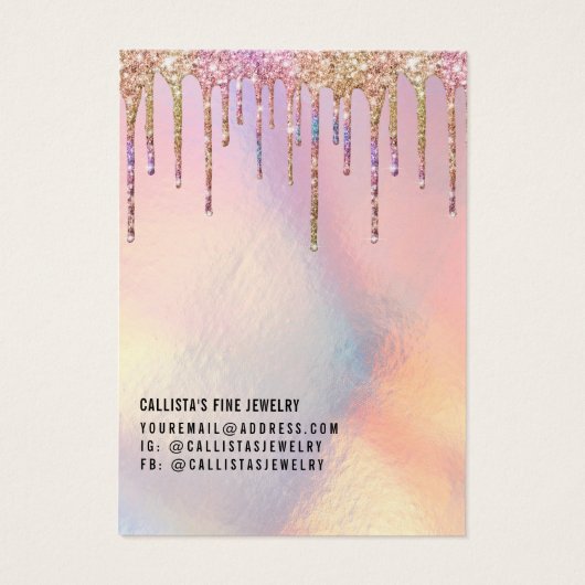 Glitter-holografisch Logo Ketting beeldscherm Visitekaartje (Achterkant)