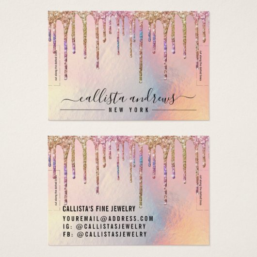 Glitter-holografisch oprolscherm visitekaartje (Voorkant /achterkant)